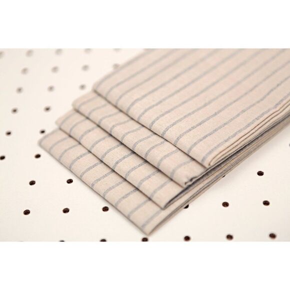 MEEMA Natural Striped Cotton Kitchen Napkins Upcycled Denim and Cotton Set of 4 - Picture 6 of 7